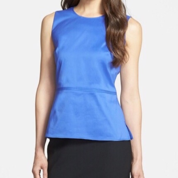 Hugo Boss Tops - HUGO BOSS Blue IPELA Cotton Peplum Top